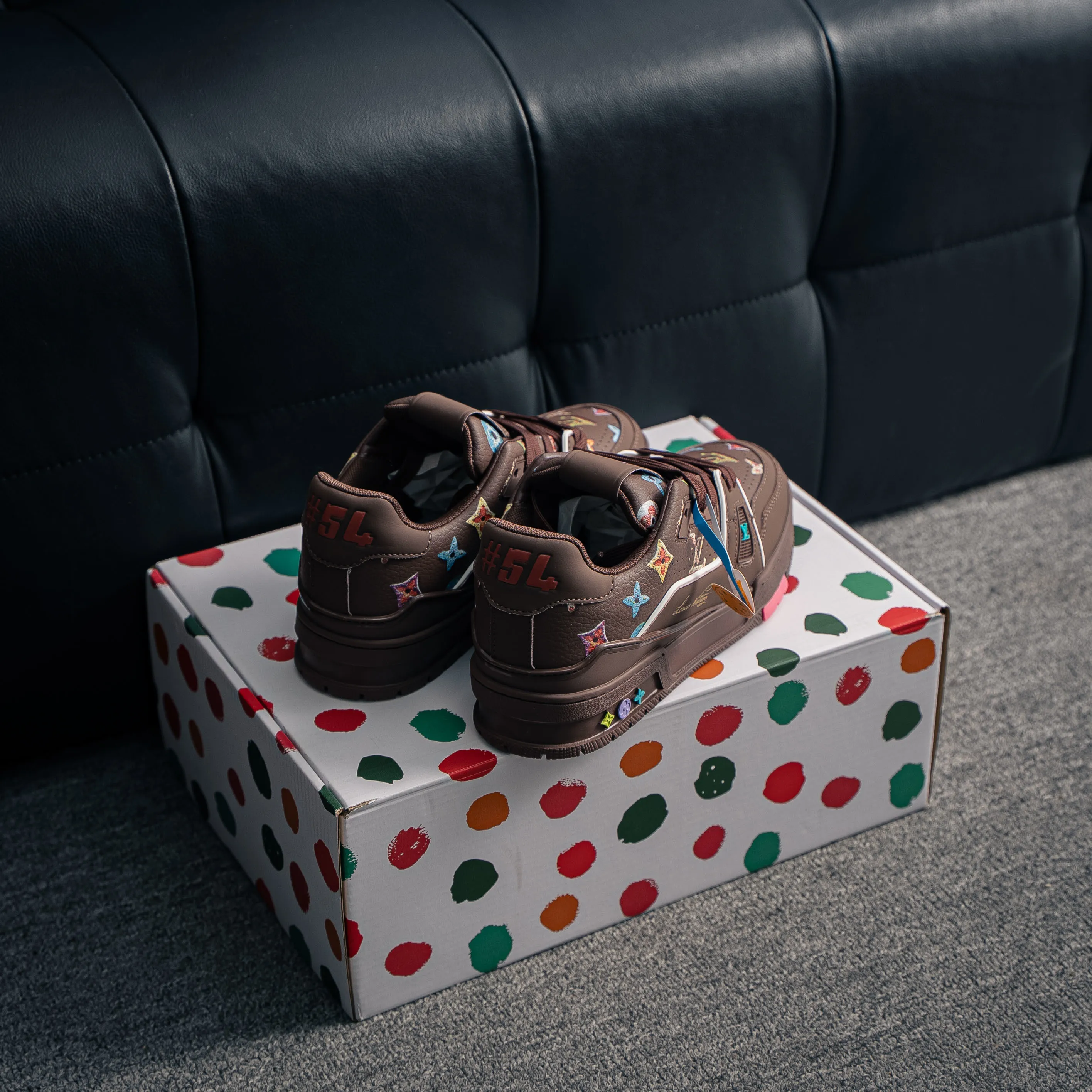 【 】 Louis Vuitton Trainer Sneaker Low Series Low-Top Retro Versatile Skate Shoes“ Virgil Abloh Retro Shoes ，